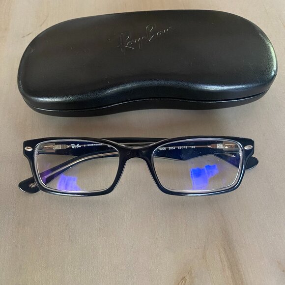 Ray Ban RB 5206 2034 Rectangle Black Thick Frame Eyeglasses Frame & Case Only - Picture 1 of 16